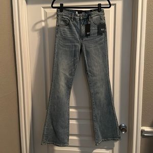 Stretchy high rise flare denim jeans